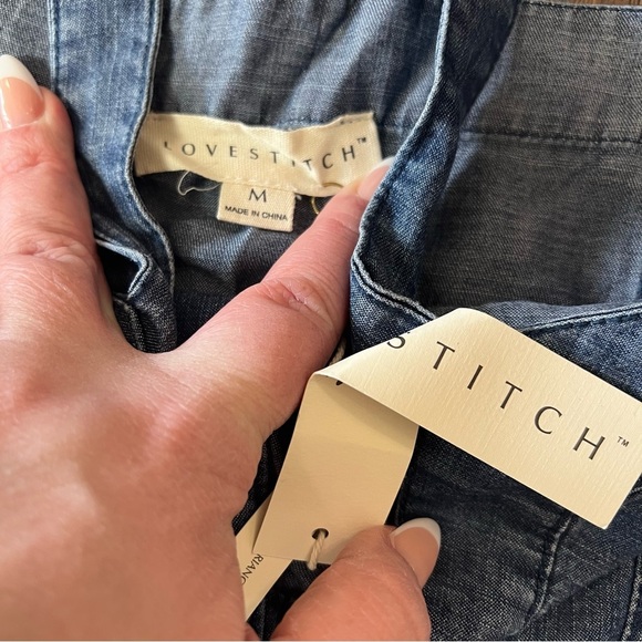 🆕 LOVESTITCH Denim Button Front Midi Dress NEW SZ MED - Picture 3 of 5
